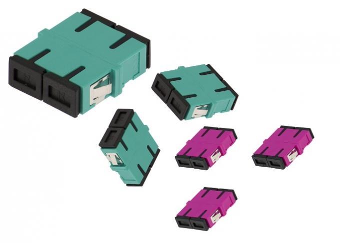 Telecom Aqua Fiber Optic Adapter Duplex अनुसूचित जाति UPC MM Plastic Without Fलैनge 0