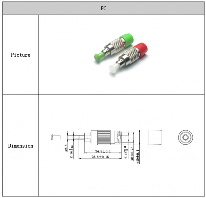 5dB एफसी Fixed Fiber Optic Attenuator SM APC Green Cap Male To Female Metal 0